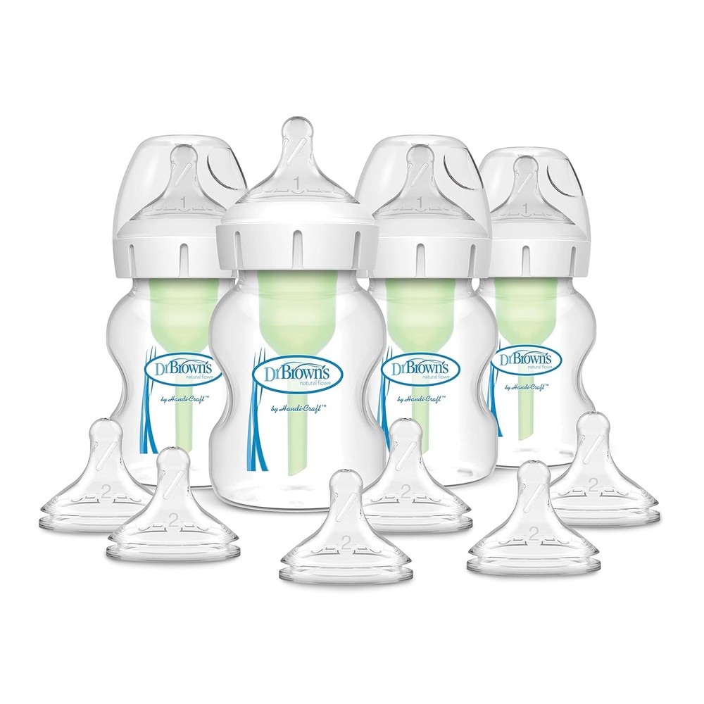 image:imageDr Browns Natural Flow AntiColic Options WideNeck Baby Bottle 5 oz150 mL Level 1 Nipple 4Pack 0m with 6Pack Level 2 Nipples5 oz 4 Pack with 6 Pack Level 2 Nipples