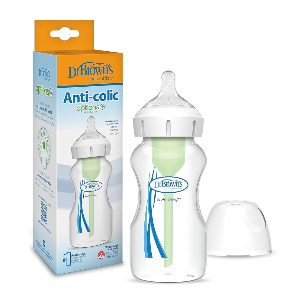 image:imageDr Browns Natural Flow AntiColic Options WideNeck Baby Bottles 5 oz150 mL with Level 1 Slow Flow Nipple 4 Count 0m Pack of 61Pack 5oz Clear