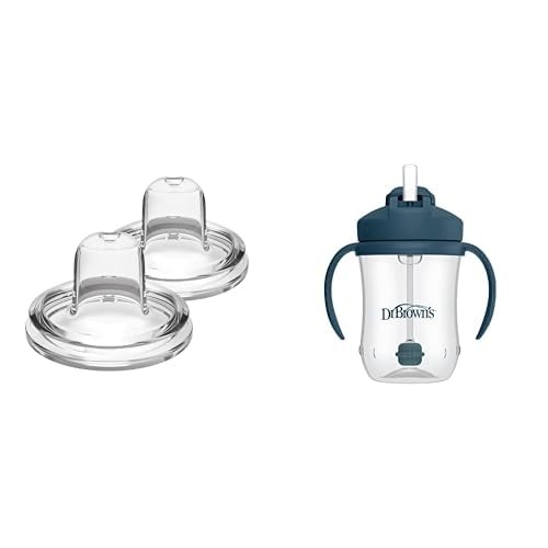 image:imageDr Browns Options WideNeck Baby Bottle Sippy Spout 2Count amp Milestones Babys First Straw Cup Training Cup Weighted Straw Dark Blue 6m