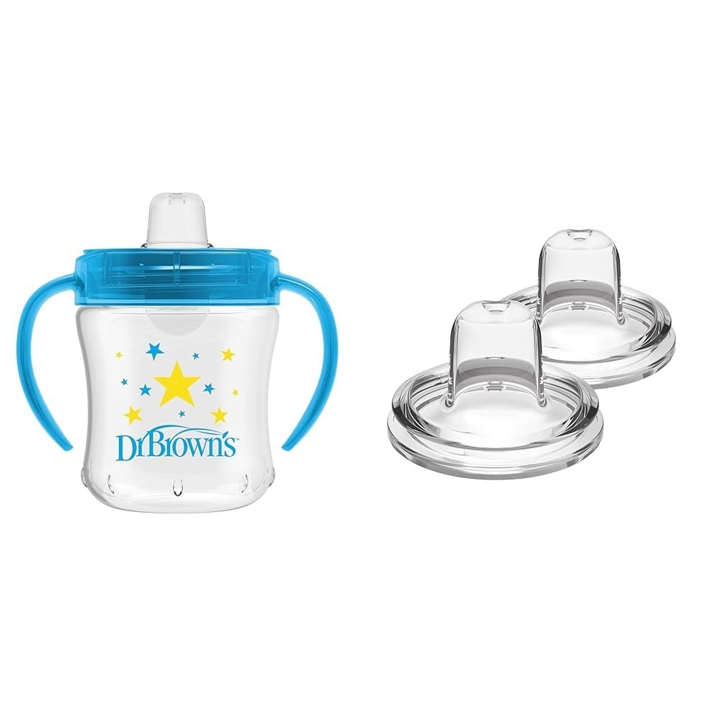 image:imageDr Browns Transition Sippy Cup with Soft Spout Blue 6oz 6m amp Options WideNeck Baby Bottle Sippy Spout 2Count