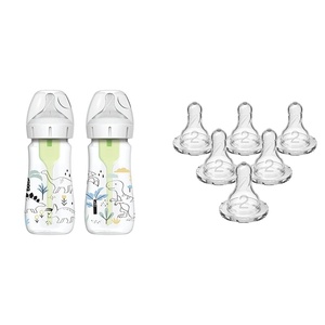 image:imageDr Browns AntiColic Options WideNeck Baby Bottles Dino Decos 9oz Level 1 Nipple 2Pack  Level 2 Narrow Nipple 6Pack