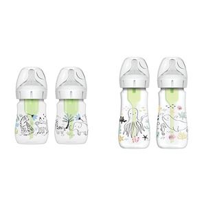 image:imageDr Browns AntiColic Options WideNeck Baby Bottles Jungle and Ocean Decos 5 oz  9 oz Level 1 Nipple 2Packs 0m