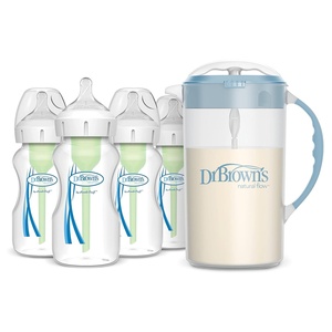 image:imageDr Browns Baby Formula Mixing Pitcher 32oz Blue with AntiColic Options WideNeck Baby Bottles 4 Pack 9 oz