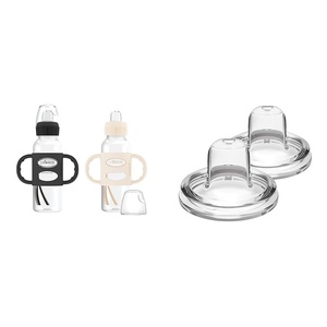 image:imageDr Browns Milestones Narrow Sippy Bottle with Handles EasyGrip Handles with Soft Sippy Spout 8oz Black amp Ecru 2 Count with Options WideNeck Sippy Spout 2 Count