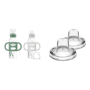 image:imageDr Browns Milestones Sippy Bottle 2Pack with Silicone Handles amp Options WideNeck Sippy Spout 2Count 8oz250mL Green amp Gray