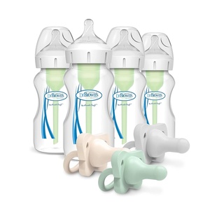 image:imageDr Browns Natural Flow AntiColic Options WideNeck Baby Bottle 5 oz150 mL Level 1 Nipple 4Pack 0m with HappyPaci 100 Silicone Pacifier 06m BPA Free Cool Gray Green Ecru 3 Pack9 oz  4 Pack with HappyPaci Pacifiers  Cool Gray  Green   Ecru