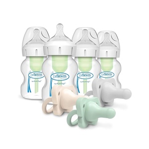 image:imageDr Browns Natural Flow AntiColic Options WideNeck Baby Bottle 5 oz150 mL Level 1 Nipple 4Pack 0m with HappyPaci 100 Silicone Pacifier 06m BPA Free Cool Gray Green Ecru 3 Pack5 oz  4 Pack with HappyPaci Pacifiers  Cool Gray  Green   Ecru