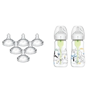image:imageDr Browns Natural Flow Level 3 WideNeck Baby Bottle Silicone Nipple amp Natural Flow AntiColic Options WideNeck Baby Bottle Designer Edition Bottles Dino Decos 9oz270mL