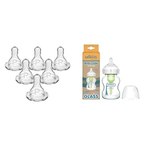 image:imageDr Browns Natural Flow Preemie and AntiColic Options WideNeck Glass Baby Bottles with Slow Flow Silicone Nipples 6 Count