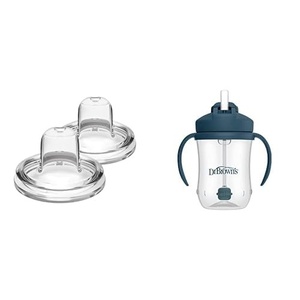 image:imageDr Browns Options WideNeck Baby Bottle Sippy Spout 2Count amp Milestones Babys First Straw Cup Training Cup Weighted Straw Dark Blue 6m