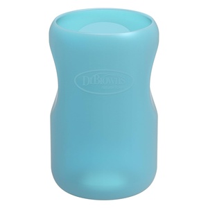 image:imageDr Browns Options WideNeck Glass Bottle Sleeve 100 Silicone Blue BPAFree 5 oz 4PackBlue  9oz