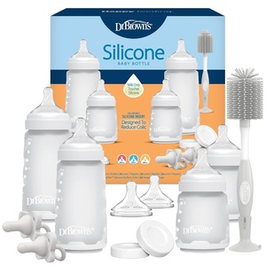 image:imageDr Browns Silicone Baby Bottle Gift Set with HappyPaci OnePiece Pacifiers Soft Touch Bottle Brush and Travel Caps BPAFree 0m
