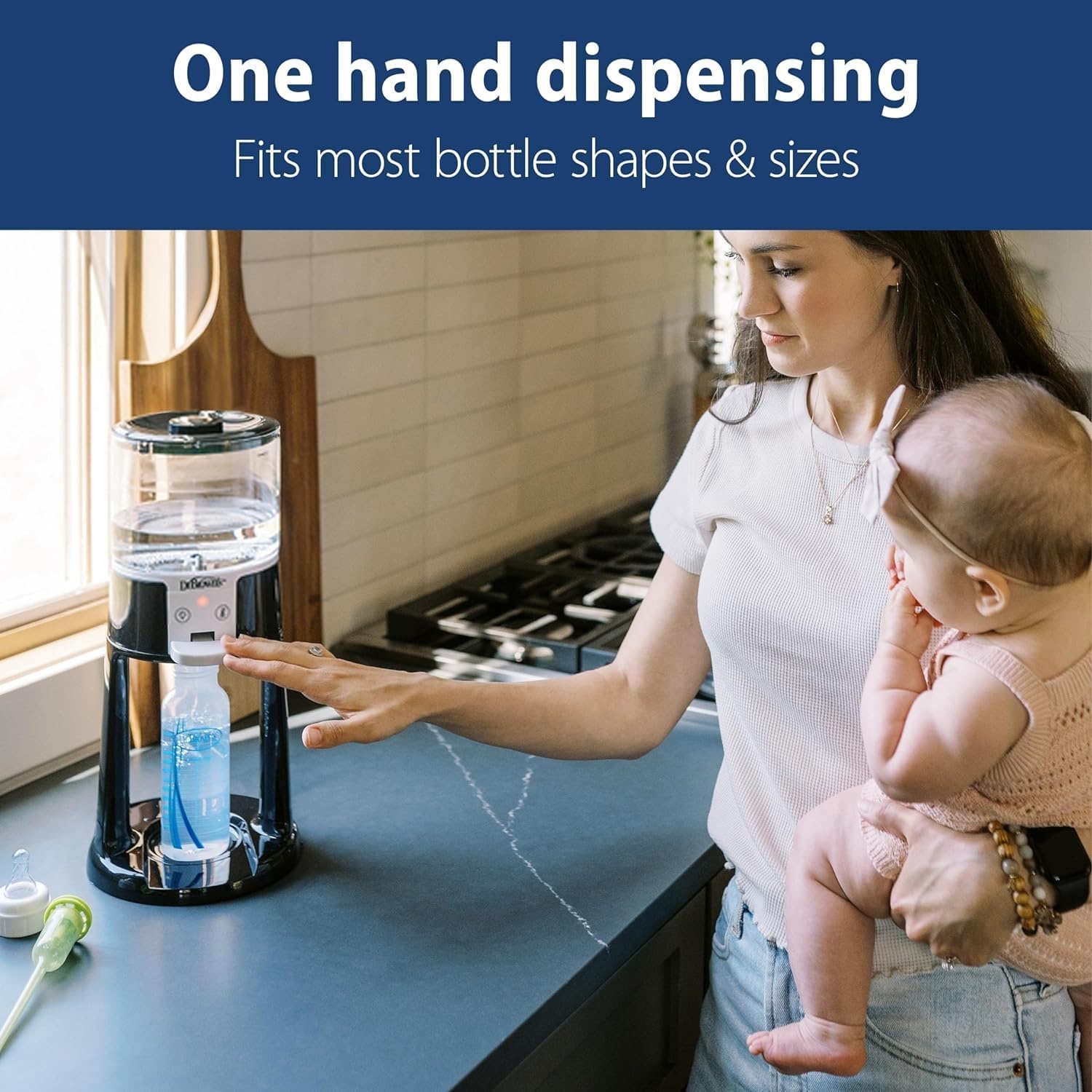 image:imageDr Browns InstaPrep Warm Water Dispenser with Natural Flow AntiColic Options Baby Bottles 4 oz120 mL with Level 1 Slow Flow Nipple 4 Pack 0m