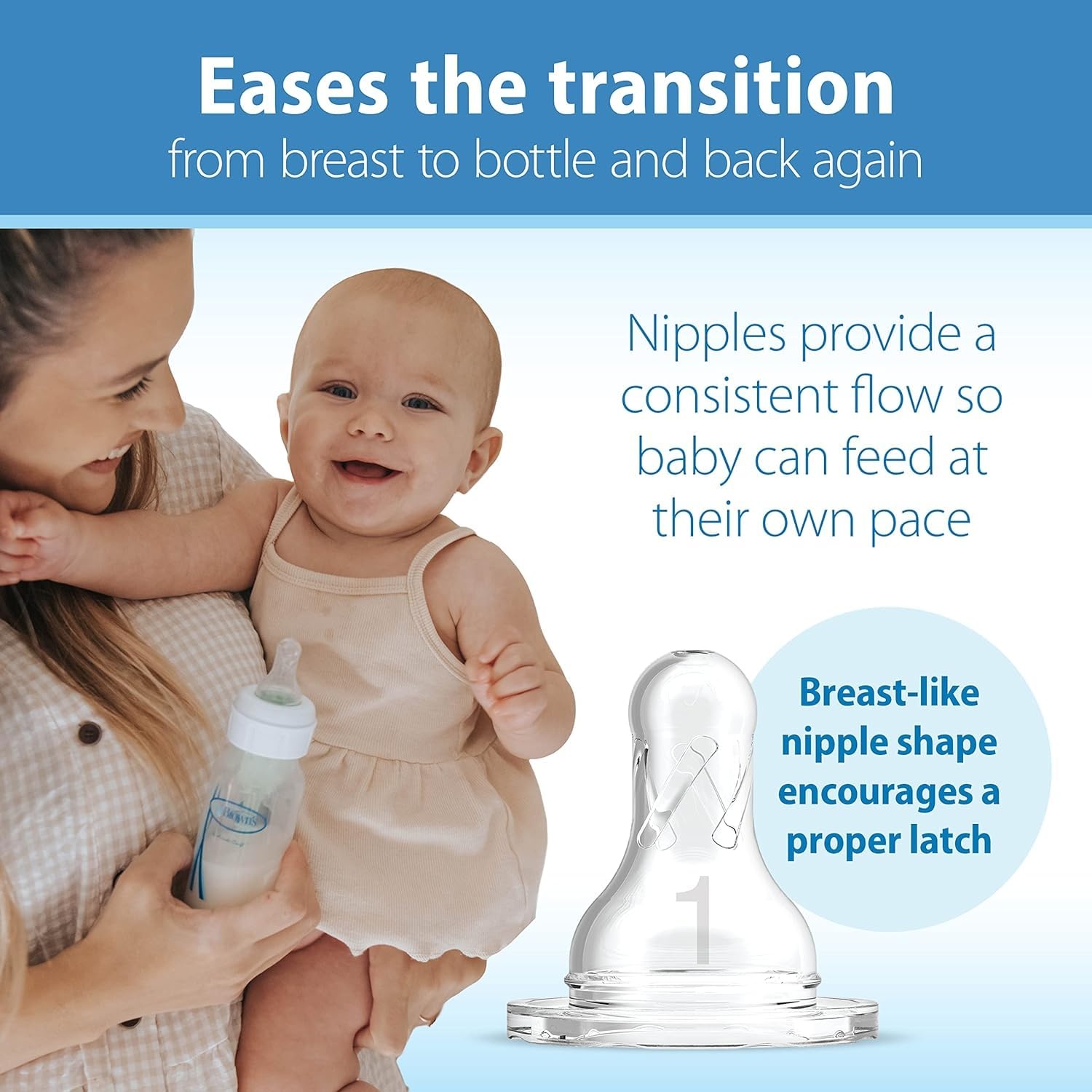 image:imageDr Browns InstaPrep Warm Water Dispenser with Natural Flow AntiColic Options Baby Bottles 4 oz120 mL with Level 1 Slow Flow Nipple 4 Pack 0m