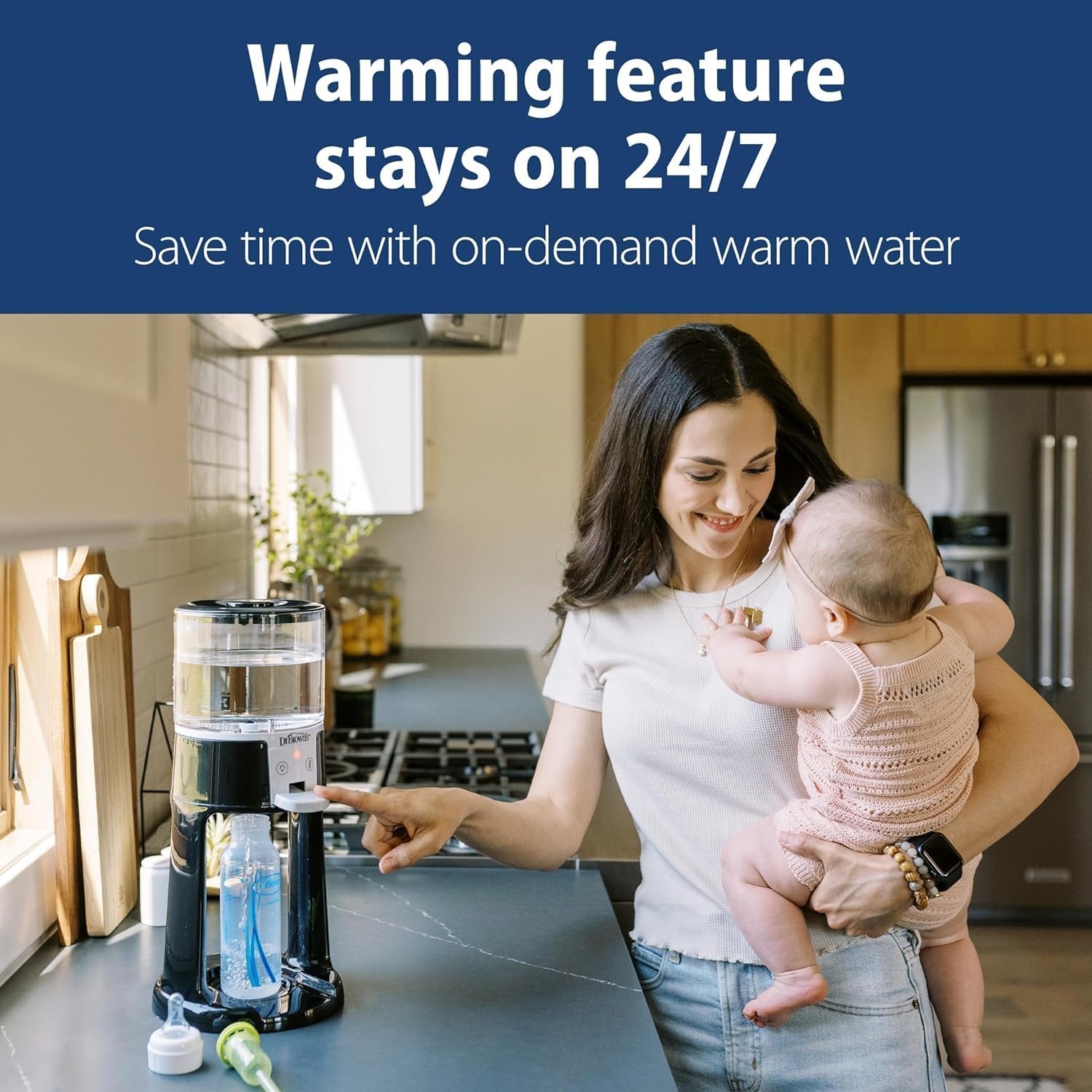 image:imageDr Browns InstaPrep Warm Water Dispenser with Natural Flow AntiColic Options Baby Bottles 8 oz250 mL with Level 1 Slow Flow Nipple 4 Pack 0m