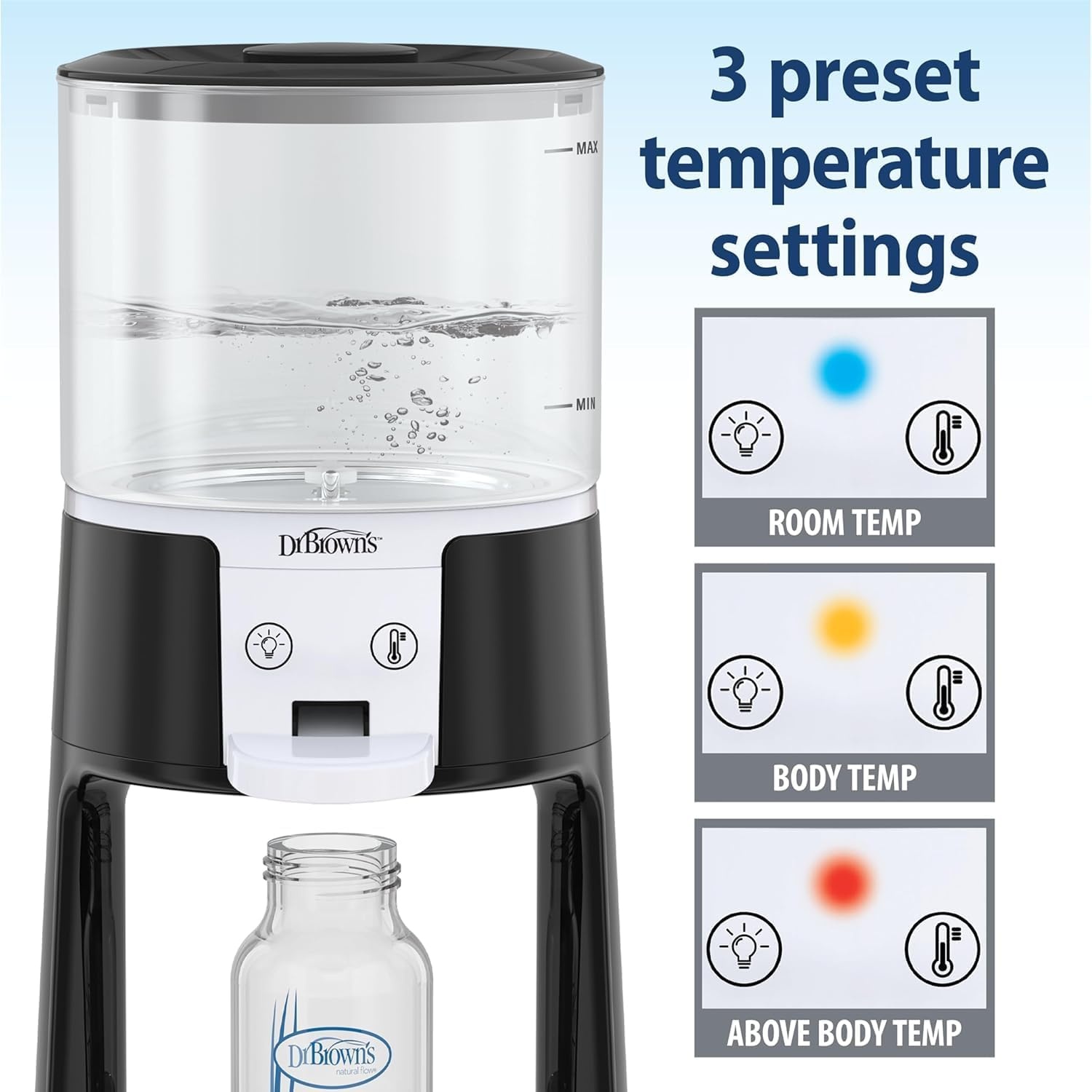 image:imageDr Browns InstaPrep Warm Water Dispenser with Natural Flow AntiColic Options Baby Bottles 8 oz250 mL with Level 1 Slow Flow Nipple 4 Pack 0m
