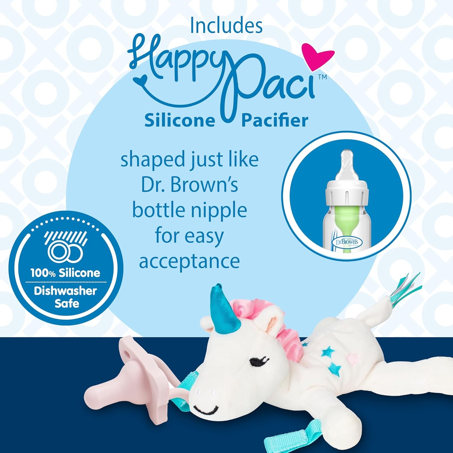 image:imageDr Browns Natural Flow AntiColic OptionsNarrow 8oz250mL Baby Bottle Lovey Gift Set with Level 1 Slow Flow Nipples Pink8 oz Clear with Lovey Unicorn