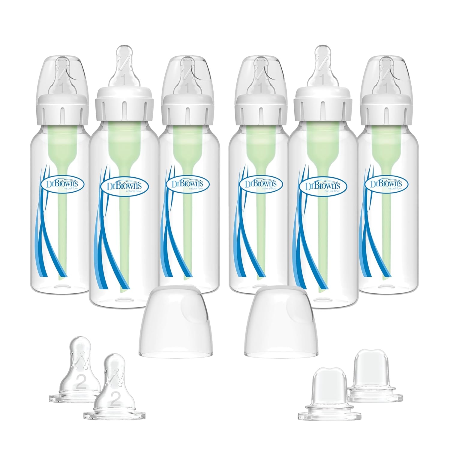 image:imageDr Browns Natural Flow AntiColic OptionsNarrow 8oz250mL Baby Bottle Lovey Gift Set with Level 1 Slow Flow Nipples PinkClear