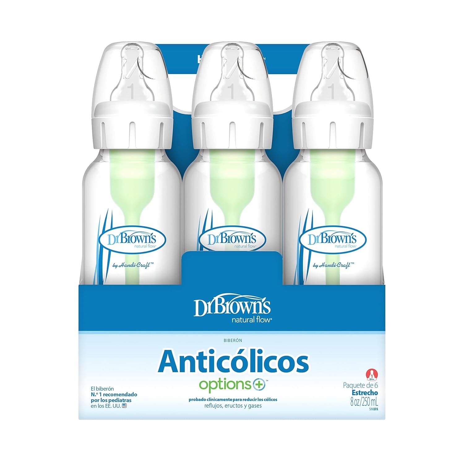 image:imageDr Browns Natural Flow AntiColic OptionsNarrow 8oz250mL Baby Bottle Lovey Gift Set with Level 1 Slow Flow Nipples PinkClear