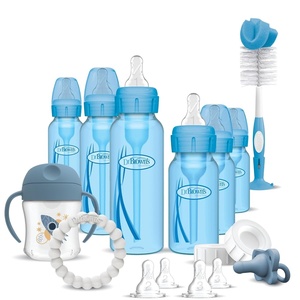 image:imageDr Browns AntiColic Options Special Edition Pink Baby Bottle Gift Set with Sippy Spout Cup Happy Paci Pacifier Teether Bottle Brush and Travel Caps PacifierTeether Style May VarySpecial Edition  Blue