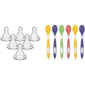 image:imageDr Browns Level 3 MediumFast Flow 6 Pack Baby Bottle Nipples amp Toddler Spoon 6 Pack Bundle