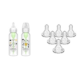 image:imageDr Browns Natural Flow AntiColic Options Narrow Baby Bottle amp Dr Browns Natural Flow Level 3 Narrow Baby Bottle Silicone Nipple MediumFast Flow 6m 100 Silicone Bottle Nippleclear