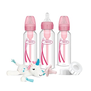 image:imageDr Browns Natural Flow AntiColic OptionsNarrow 8oz250mL Baby Bottle  Lovey Gift Set with Level 1 Slow Flow Nipples Pink8 oz  Clear with Lovey Unicorn