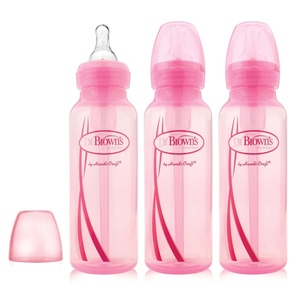 image:imageDr Browns Natural Flow AntiColic OptionsNarrow 8oz250mL Baby Bottle  Lovey Gift Set with Level 1 Slow Flow Nipples PinkPink