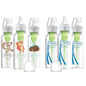 image:imageDr Browns Natural Flow AntiColic OptionsNarrow 8oz250mL Baby Bottle  Lovey Gift Set with Level 1 Slow Flow Nipples PinkWoodland Animals