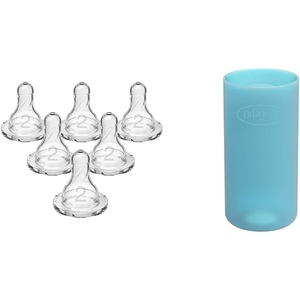 image:imageDr Browns Natural Flow Level 2 Medium Flow 100 Silicone Nipples 6 Count amp Options Glass Baby Bottle Protective Silicone Sleeves Blue 8 oz