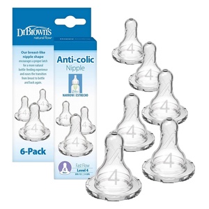 image:imageDr Browns Natural Flow Level 2 Narrow Baby Bottle Silicone NippleMedium Flow3m100 Silicone Bottle Nipple6 Count Pack of 12Level 4  Fast Flow  9m