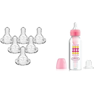 image:imageDr Browns Natural Flow Level 3 Narrow Baby Bottle Silicone Nipple 6 Pack and AntiColic Options Narrow Sippy Bottle Starter Kit with Level 3 Nipple and Silicone Sippy Spout Pink