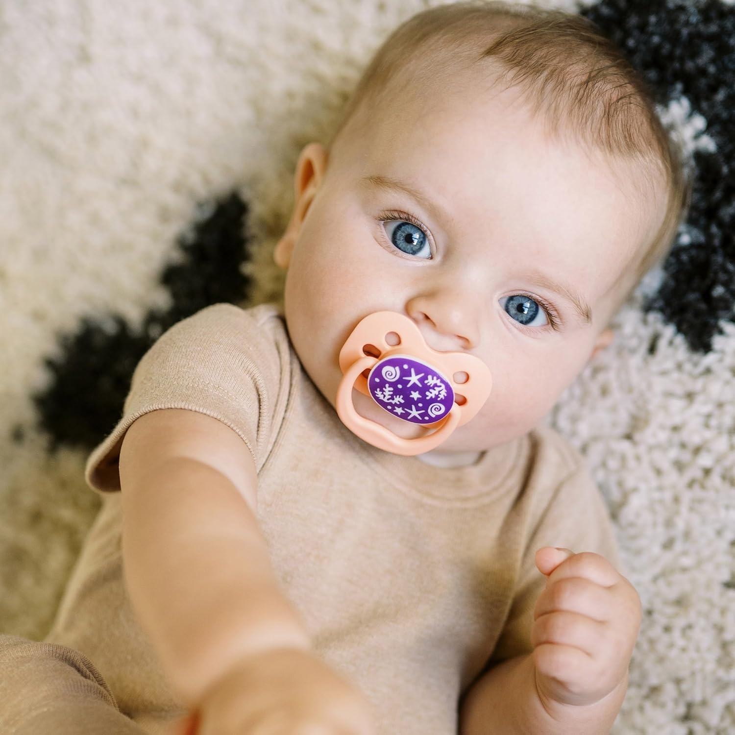 image:imageDr Browns Advantage GlowinTheDark Baby Pacifier Fully Symmetrical Soother with Soft Silicone Bulb Coral Ocean 06m BPA Free 2 Pack
