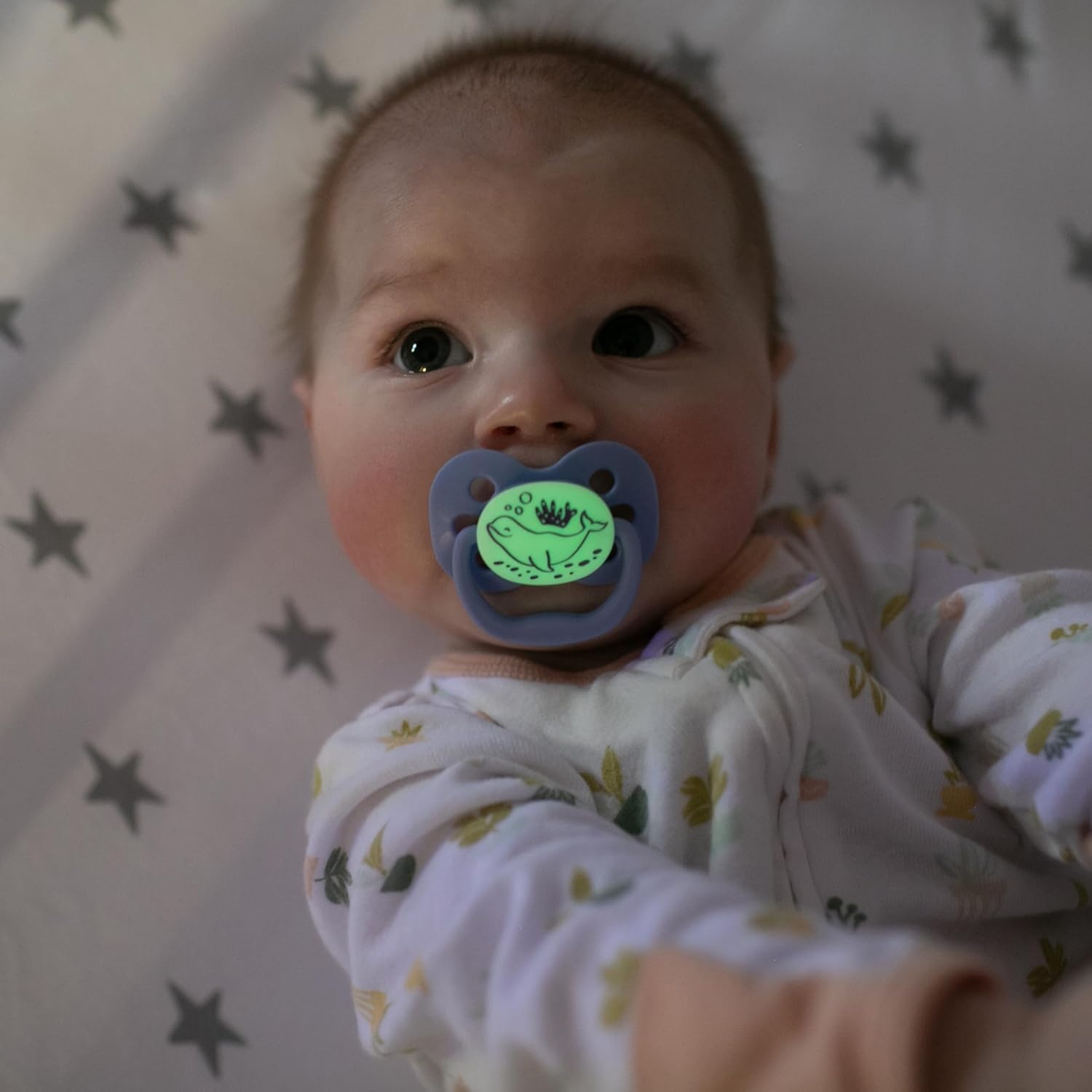 image:imageDr Browns Advantage GlowinTheDark Baby Pacifier Fully Symmetrical Soother with Soft Silicone Bulb Coral Ocean 06m BPA Free 2 Pack