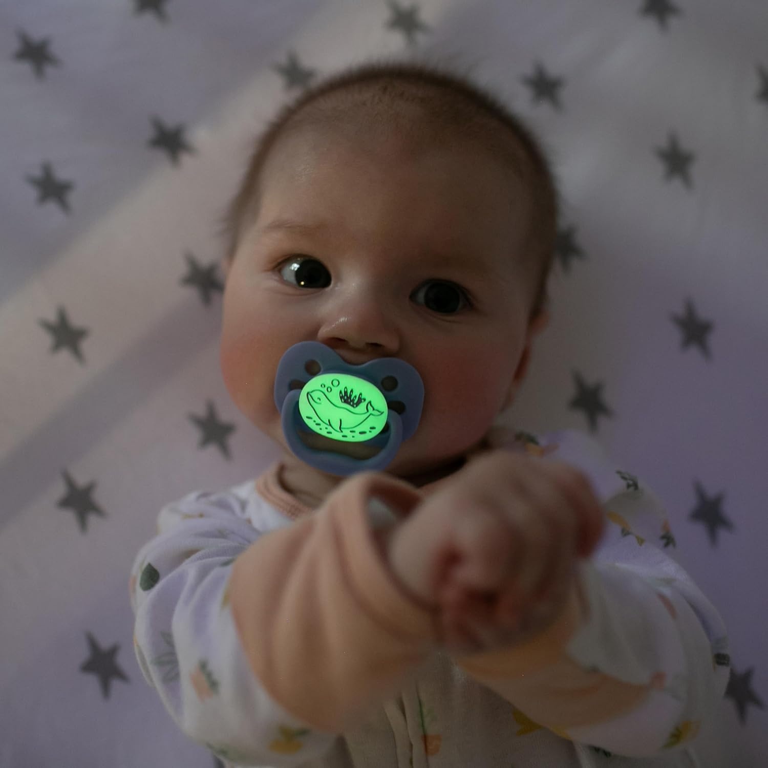 image:imageDr Browns Advantage GlowinTheDark Baby Pacifier Fully Symmetrical Soother with Soft Silicone Bulb Coral Ocean 06m BPA Free 2 Pack