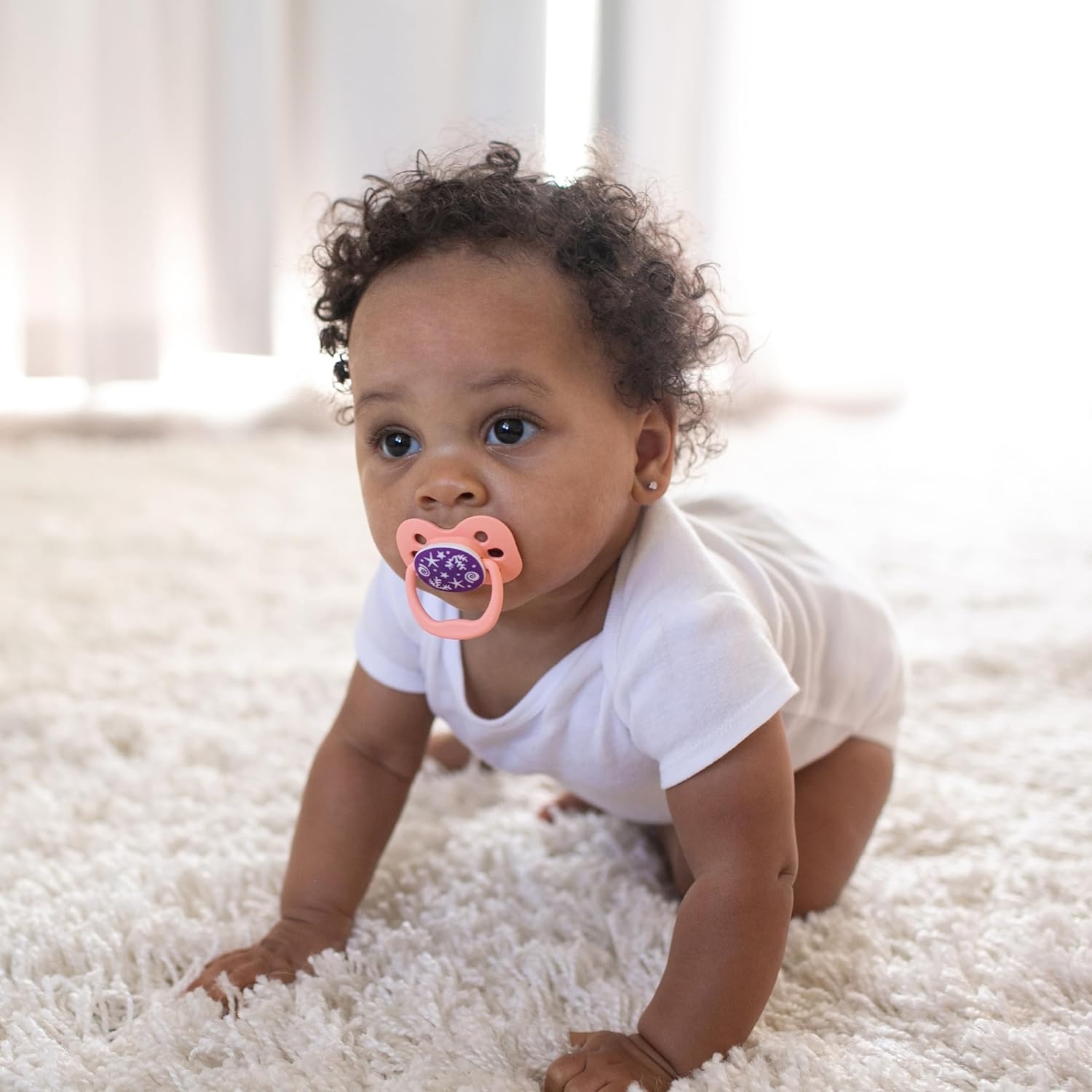 image:imageDr Browns Advantage GlowinTheDark Baby Pacifier Fully Symmetrical Soother with Soft Silicone Bulb Coral Ocean 06m BPA Free 2 Pack