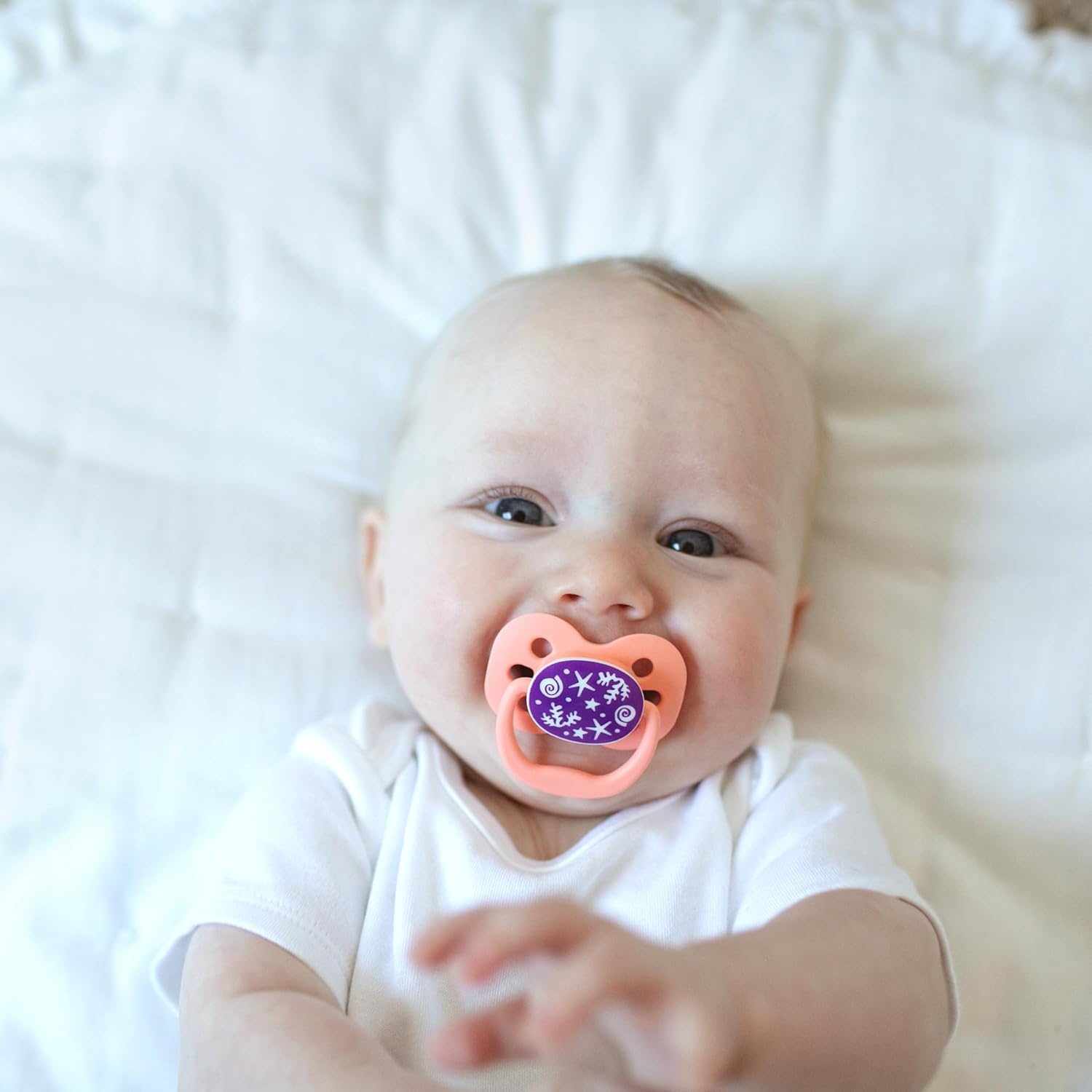image:imageDr Browns Advantage GlowinTheDark Baby Pacifier Fully Symmetrical Soother with Soft Silicone Bulb Coral Ocean 06m BPA Free 2 Pack