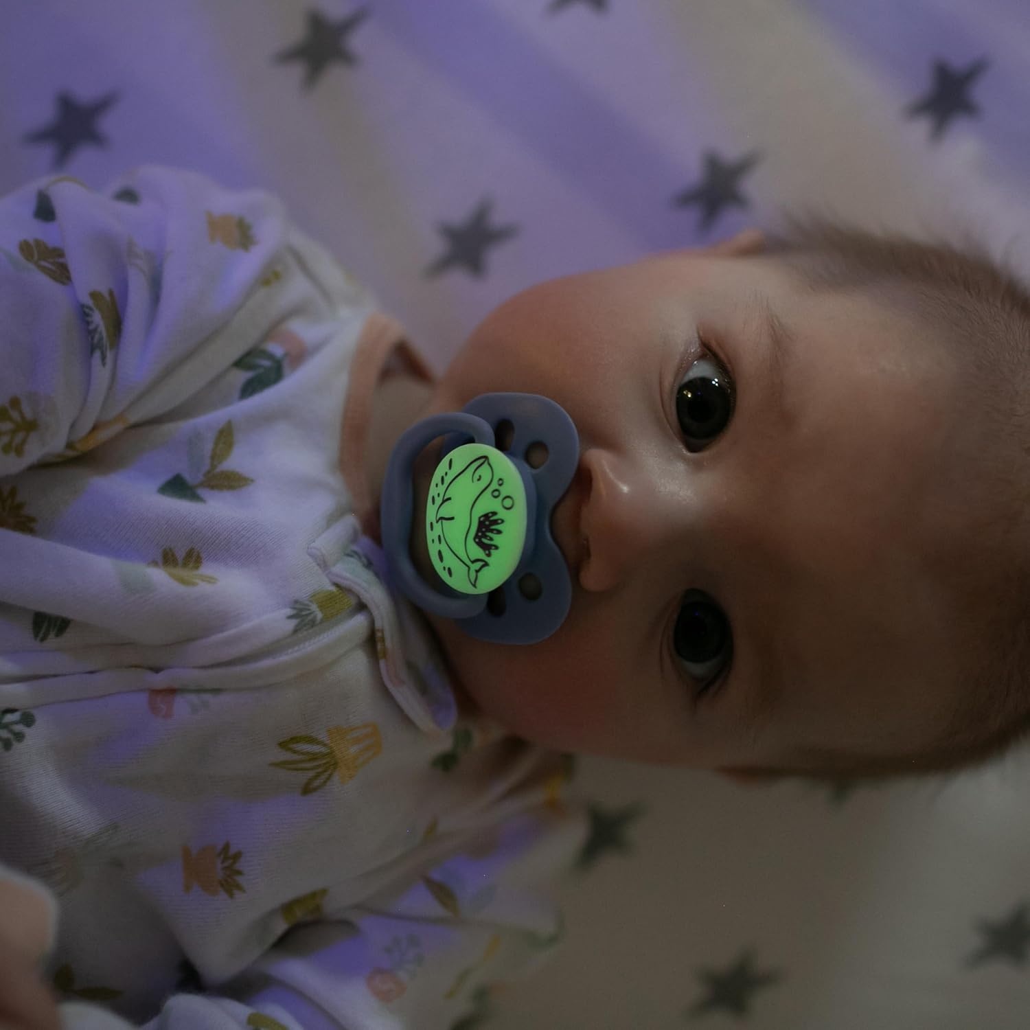 image:imageDr Browns Advantage GlowinTheDark Baby Pacifier Fully Symmetrical Soother with Soft Silicone Bulb Lavender LoveCoral Ocean 06m BPA Free 4 Pack