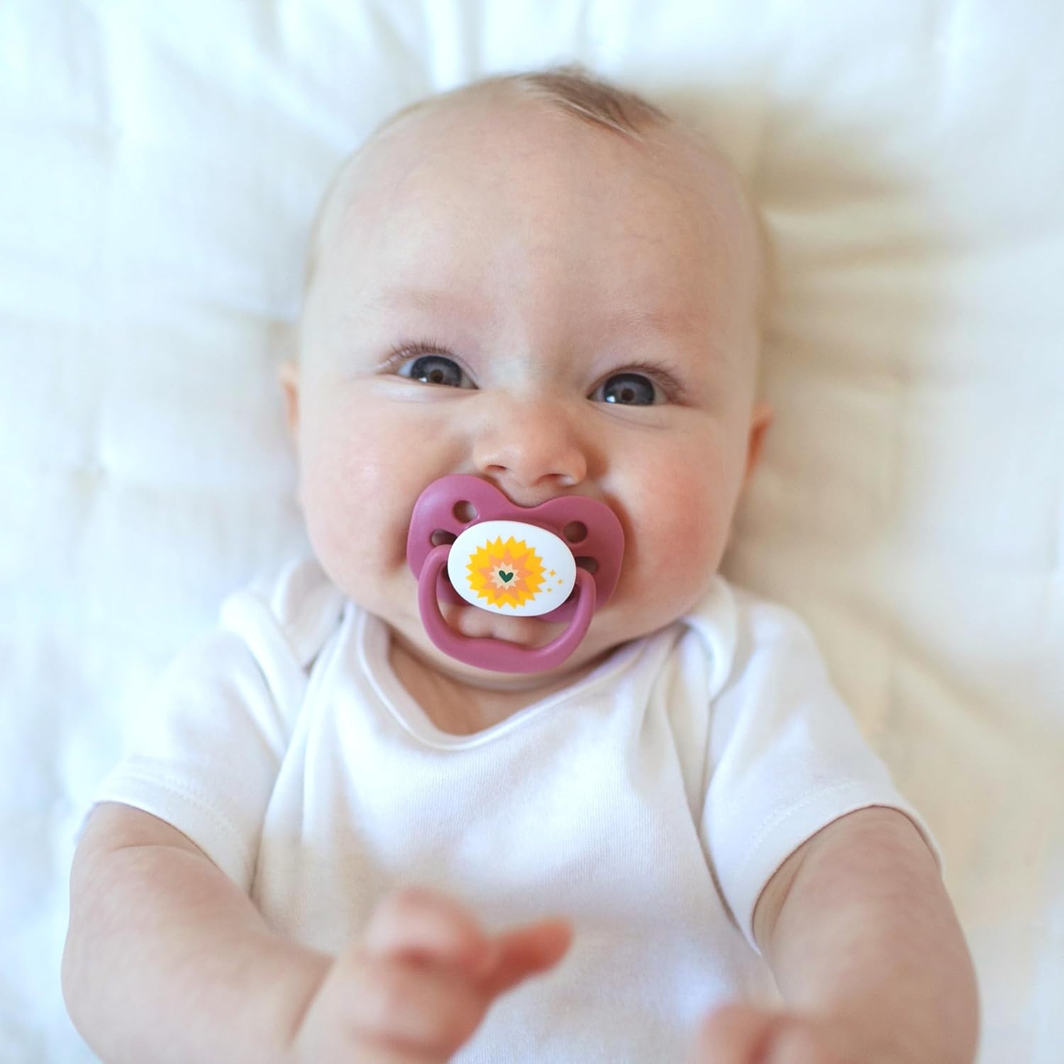 image:imageDr Browns Advantage GlowinTheDark Baby Pacifier Fully Symmetrical Soother with Soft Silicone Bulb Lavender LoveCoral Ocean 06m BPA Free 4 Pack