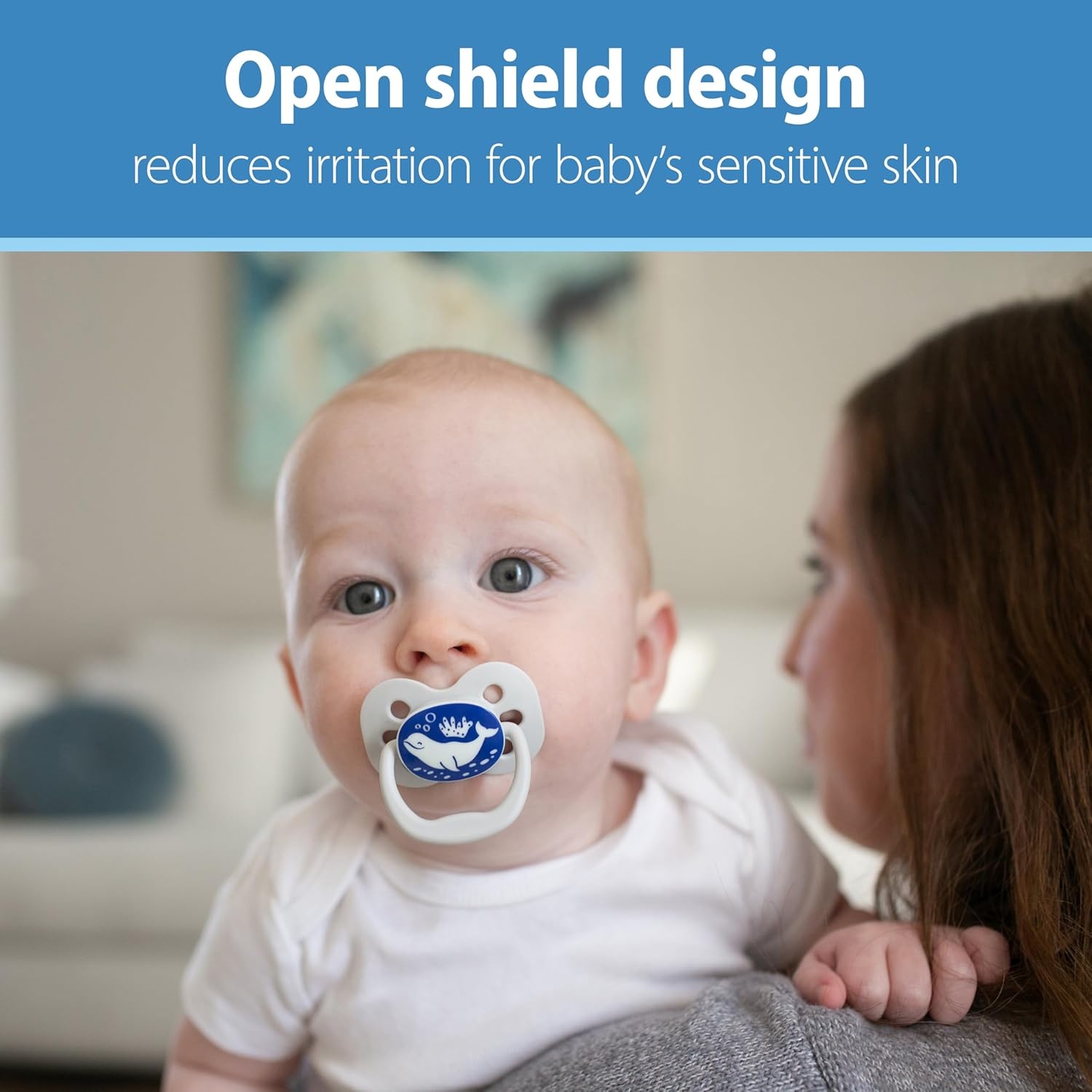 image:imageDr Browns Advantage GlowinTheDark Baby Pacifier Fully Symmetrical Soother with Soft Silicone Bulb Lavender LoveCoral Ocean 06m BPA Free 4 Pack