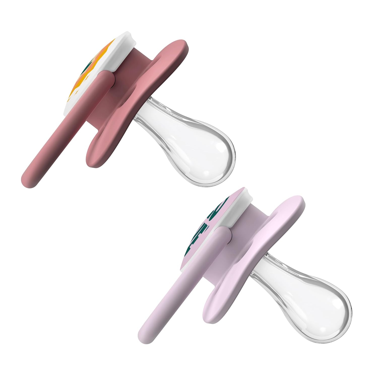 image:imageDr Browns Advantage GlowinTheDark Baby Pacifier Fully Symmetrical Soother with Soft Silicone Bulb Lavender LoveCoral Ocean 06m BPA Free 4 Pack