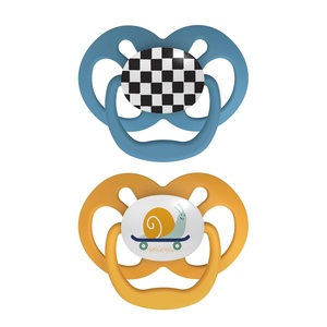 image:imageDr Browns Advantage GlowintheDark Baby Pacifier Fully Symmetrical Soother with Soft Silicone Bulb Scooter SquirrelPurple Nature 618m BPA Free 4 Pack2 Pack  Skateboard Snail