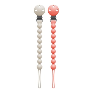 image:imageDr Browns Silicone Pacifier Clips Universal Fit Strap for Pacifiers PinkEcru BPA Free 018 Months 2Pack