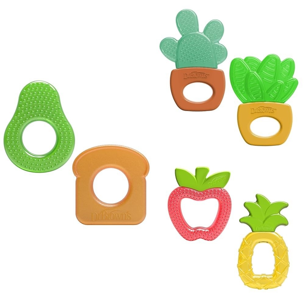 image:imageDr Browns AquaCool WaterFilled Teether Cooling Teether Toy for Babies Soothes Sore Gums Whimsical Shapes BPAFree 0m Variety 6Pack