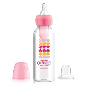 image:imageDr Browns AntiColic Options Narrow Sippy Bottle Starter Kit 8oz250mL with Level 3 MediumFast Flow Nipple and Soft 100 Silicone Sippy Spout Pink BPA Free 6m