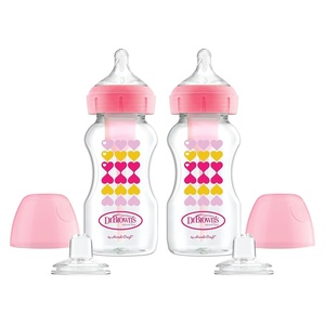 image:imageDr Browns AntiColic Options WideNeck Sippy Bottle Starter Kit 9oz270mL with Level 3 MediumFast Flow Nipple and Soft 100 Silicone Sippy Spout Blue BPA Free 6m2Pack  Pink