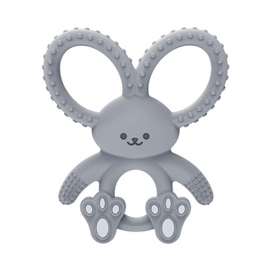 image:imageDr Browns Flexees Teether Gray Bunny Soft 100 Silicone Baby Teether BPA Free 3m 1 PackBunny  Gray