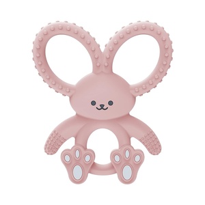 image:imageDr Browns Flexees Teether Gray Bunny Soft 100 Silicone Baby Teether BPA Free 3m 1 PackBunny  Pink