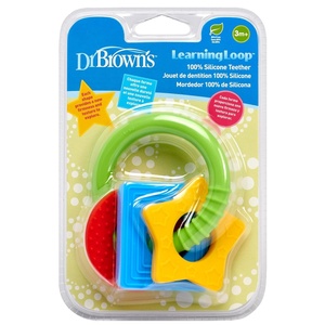 image:imageDr Browns Learning Loop Baby Teether Ring Multiple Shapes and Textures 100 Silicone BPAFree 3m