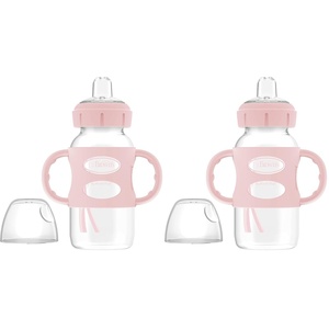 image:imageDr Browns Milestones WideNeck Sippy Spout Bottle with Silicone Handles 9 oz270 mL Pink 1PackLightPink  LightPink